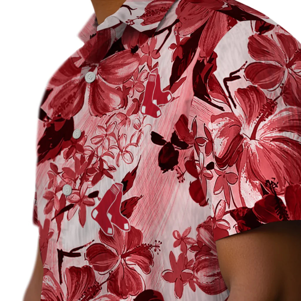 Boston Red Sox Hawaiian Shirt - Hibiscus Arrangement | Moonbestprint