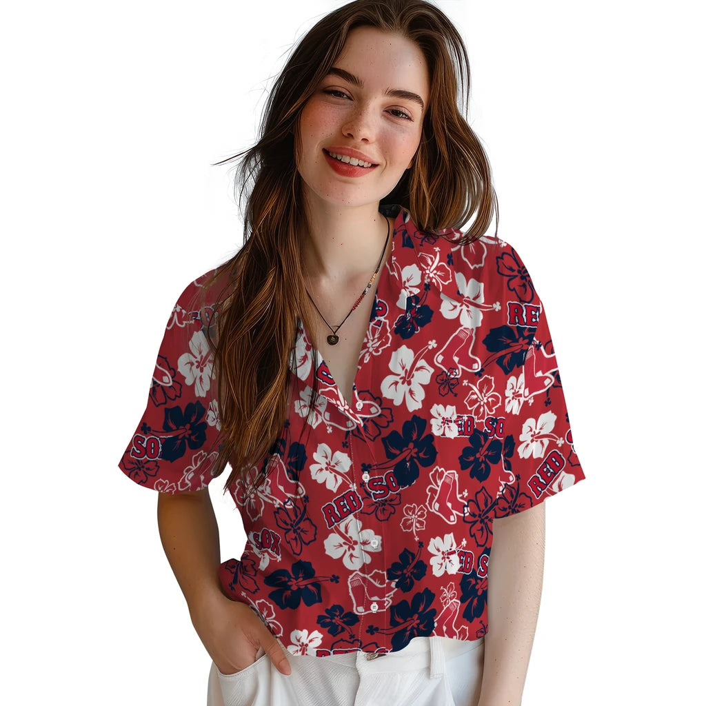 Boston Sox Hibiscus Bloom Hawaiian Shirt – Moonbestprint