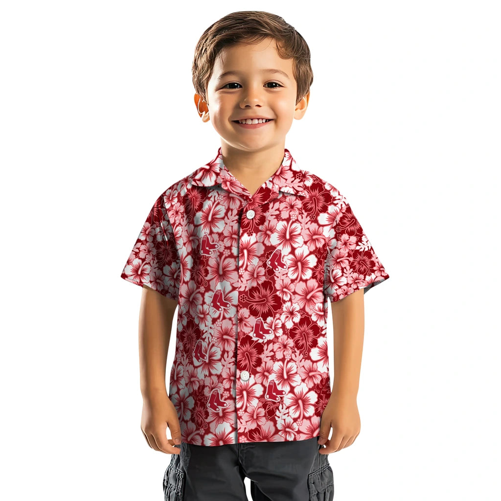 Boston Red Sox Hawaiian Shirt - Hibiscus Blooms | Moonbestprint