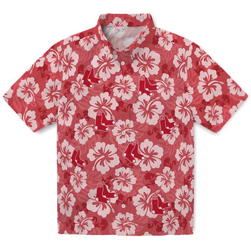 Boston Red Sox Hawaiian Shirt - Hibiscus Cluster | Moonbestprint