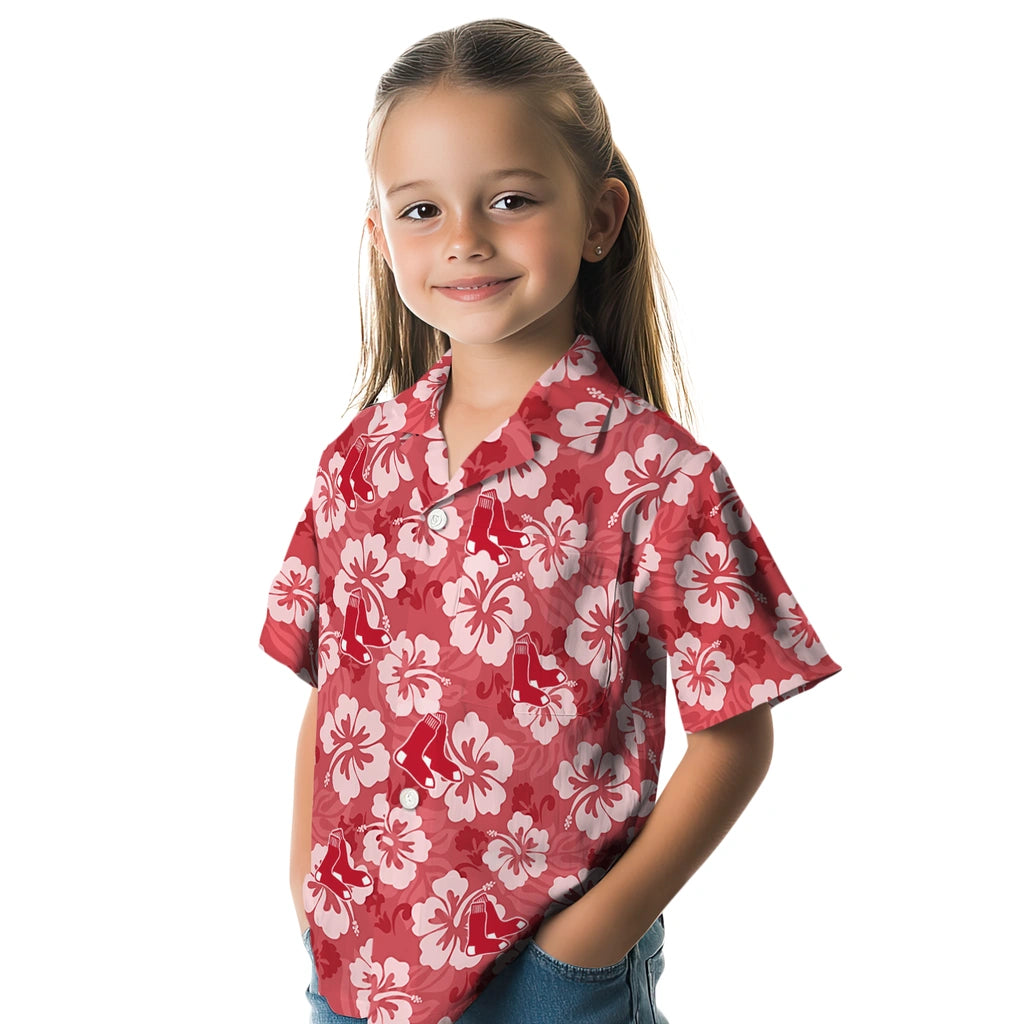 Boston Red Sox Hawaiian Shirt - Hibiscus Cluster | Moonbestprint