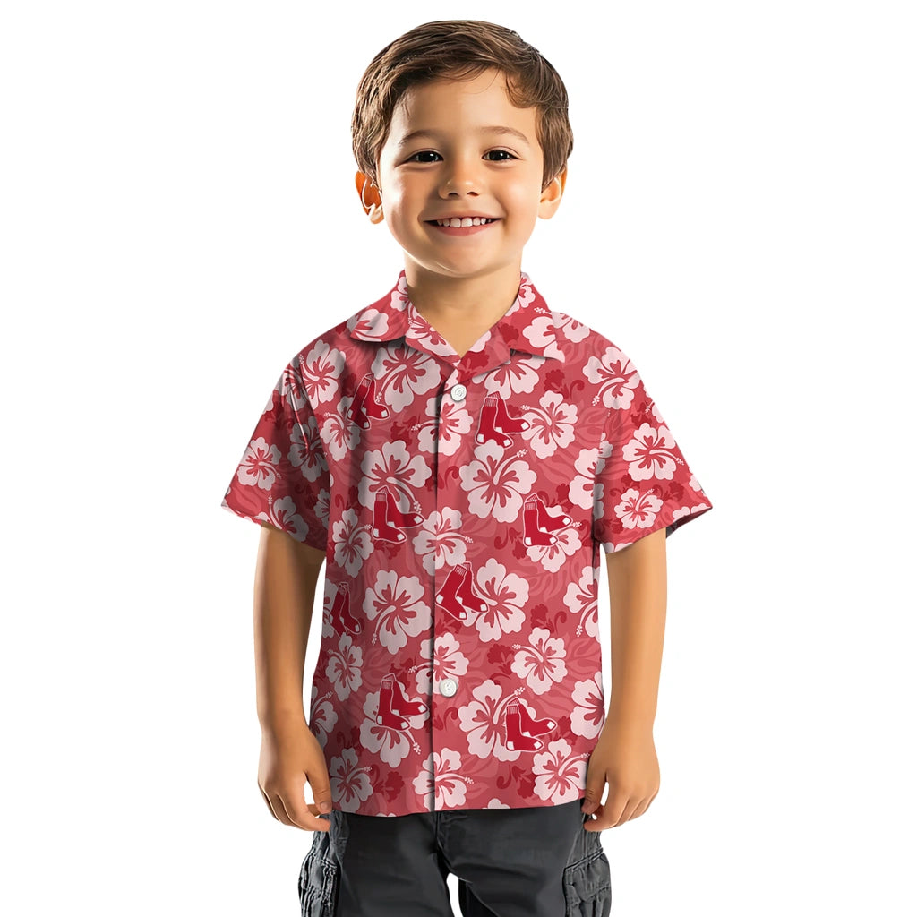 Boston Red Sox Hawaiian Shirt - Hibiscus Cluster | Moonbestprint