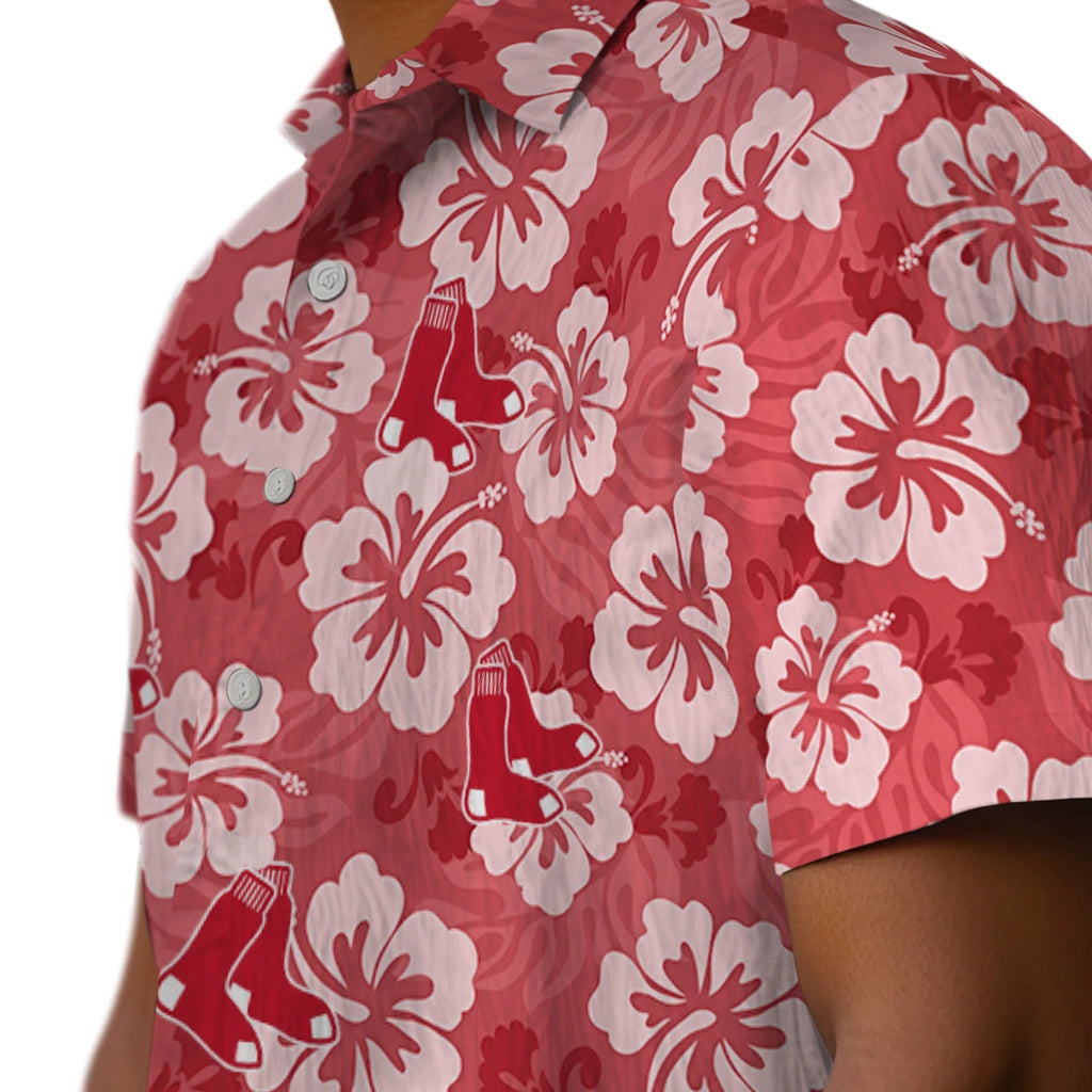Boston Red Sox Hawaiian Shirt - Hibiscus Cluster | Moonbestprint