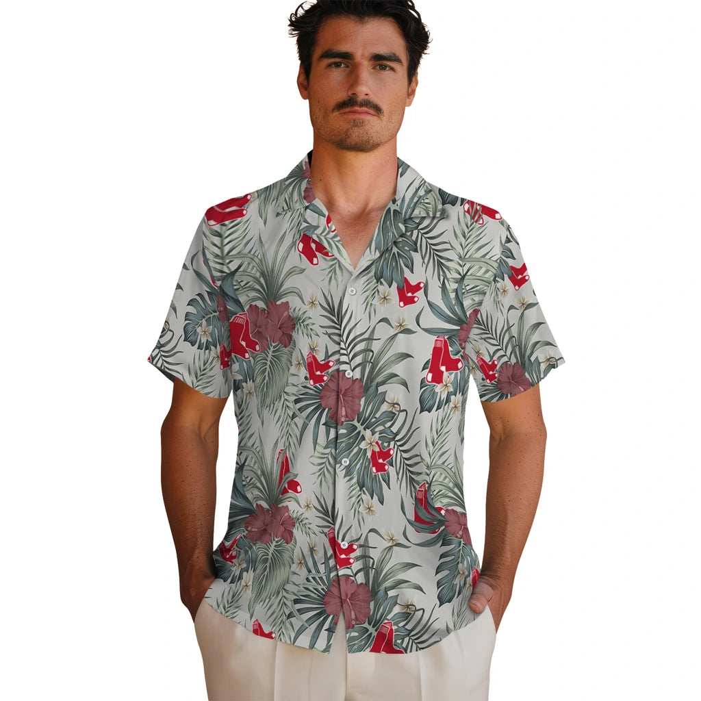 Boston Red Sox Hawaiian Shirt - Hibiscus Designs | Moonbestprint