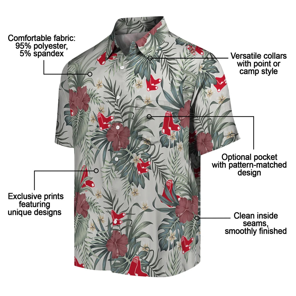 Boston Red Sox Hawaiian Shirt - Hibiscus Designs | Moonbestprint