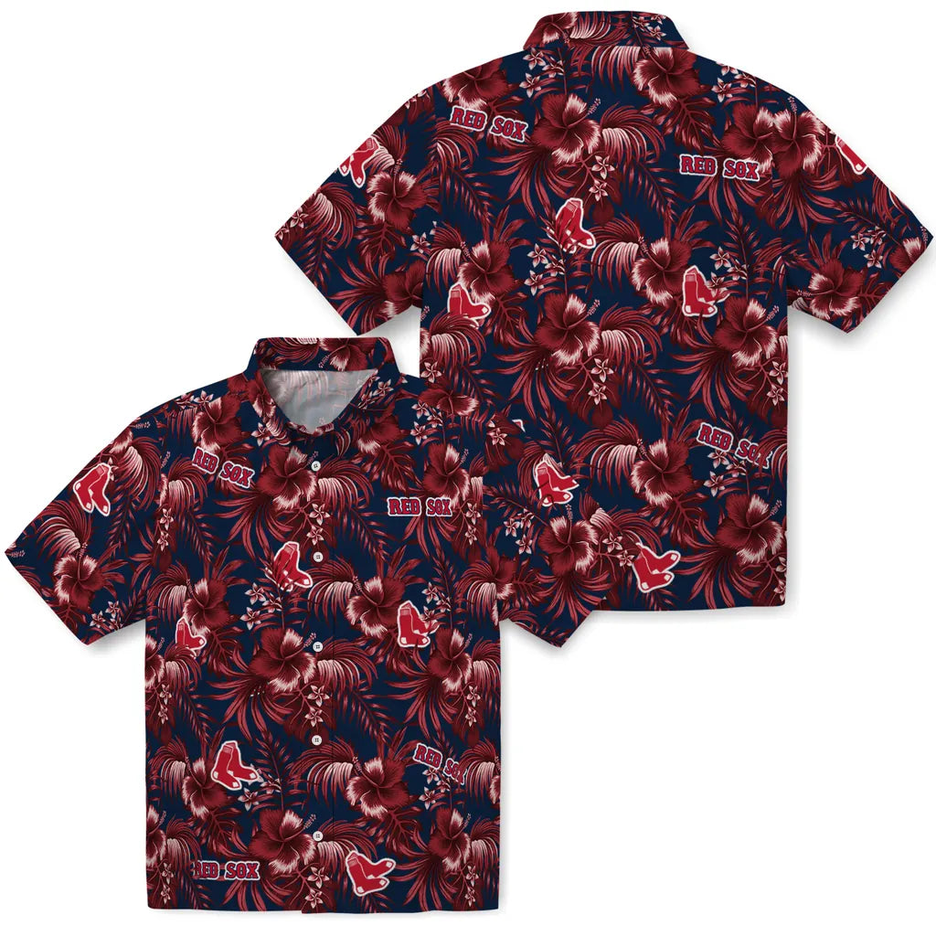 Boston Red Sox Hawaiian Shirt - Hibiscus Exotic | Moonbestprint