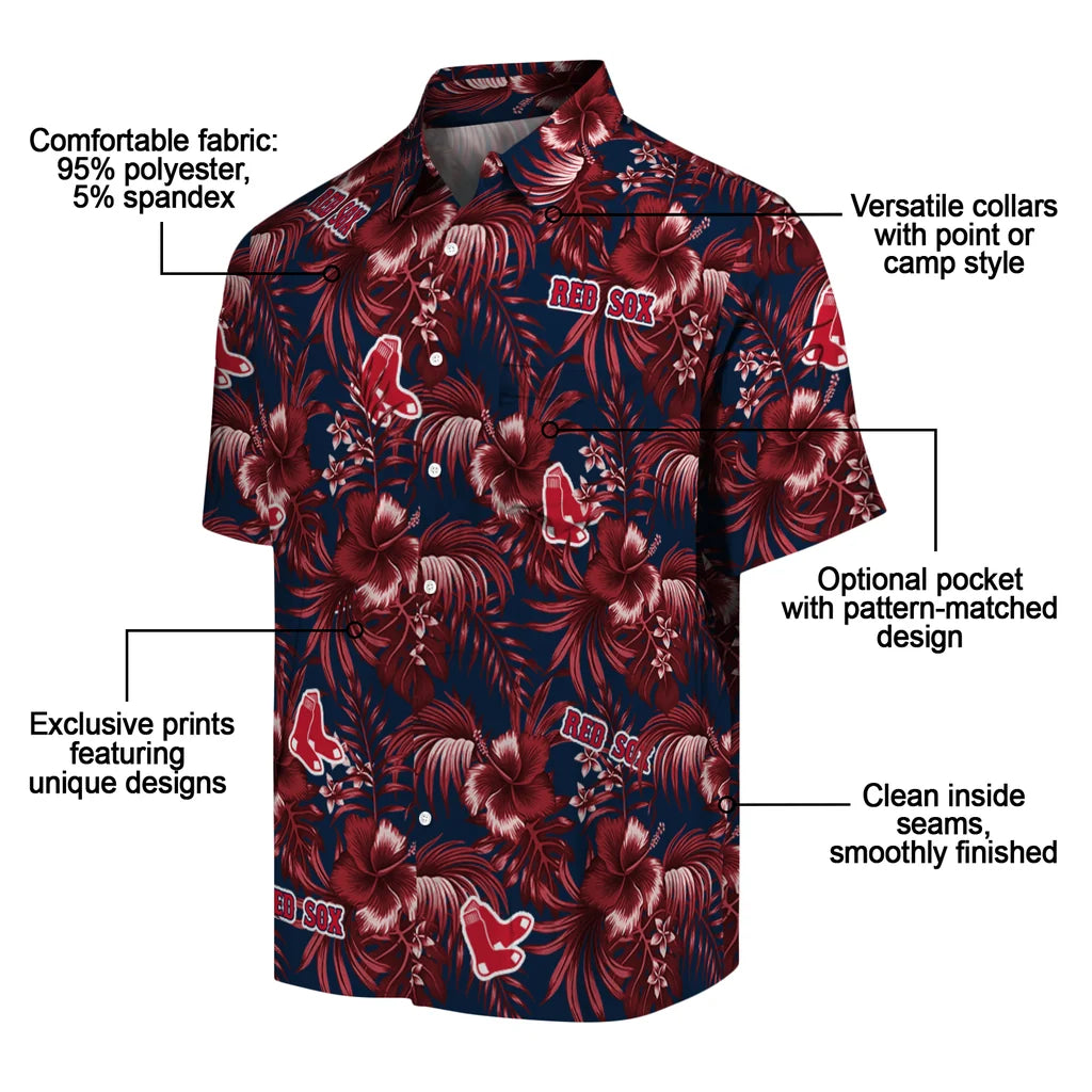 Boston Red Sox Hawaiian Shirt - Hibiscus Exotic | Moonbestprint