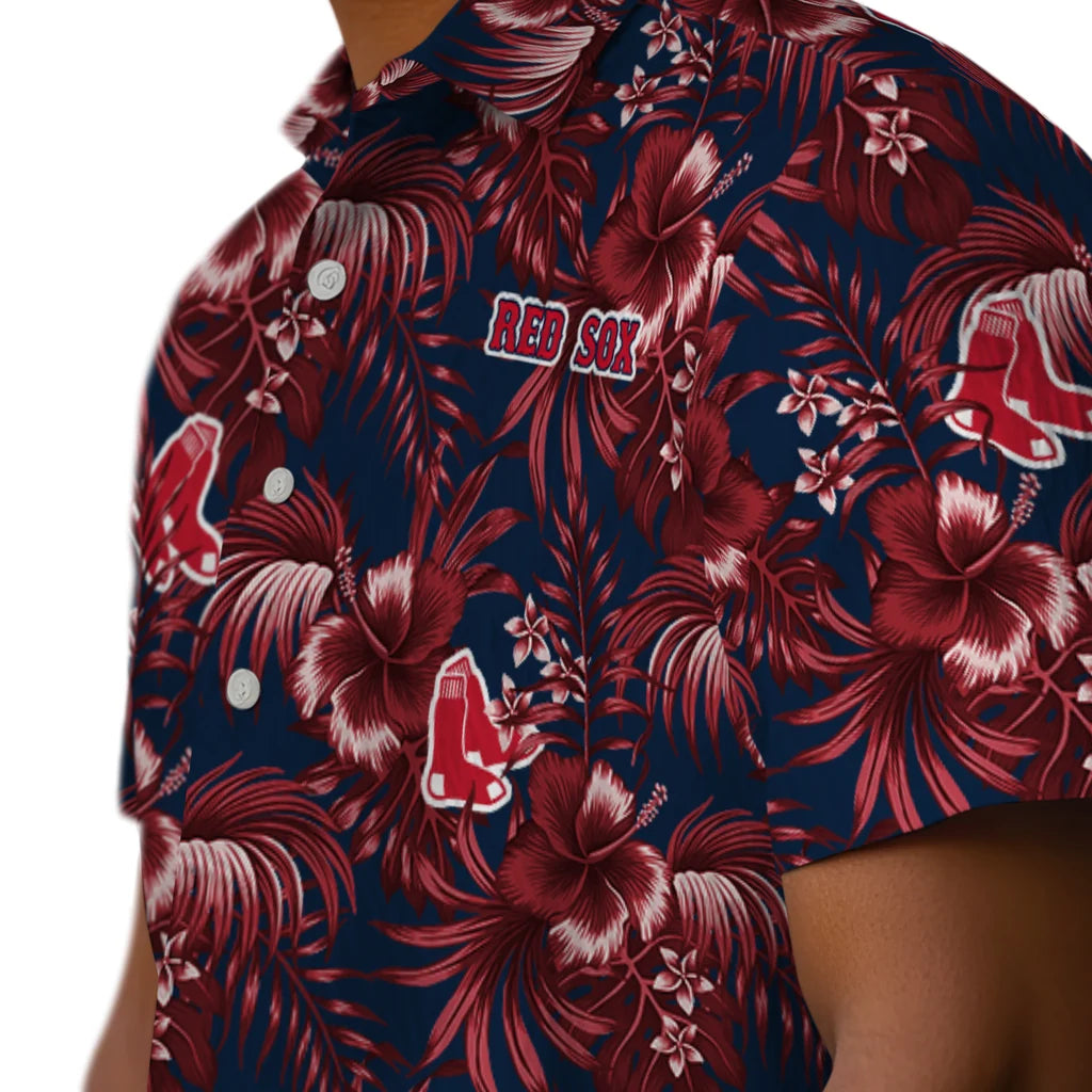 Boston Red Sox Hawaiian Shirt - Hibiscus Exotic | Moonbestprint