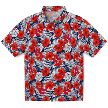 Boston Red Sox Hawaiian Shirt - Hibiscus Fiesta | Moonbestprint