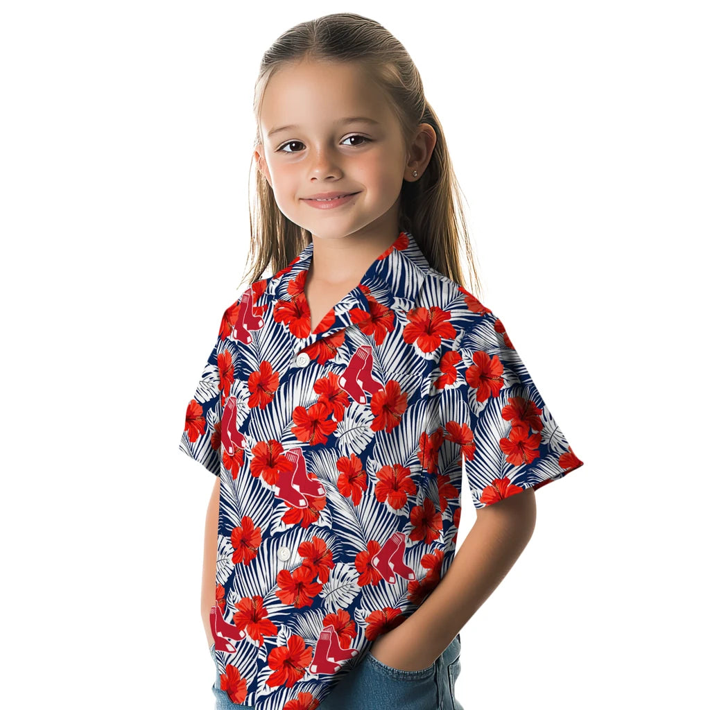 Boston Red Sox Hawaiian Shirt - Hibiscus Fiesta | Moonbestprint