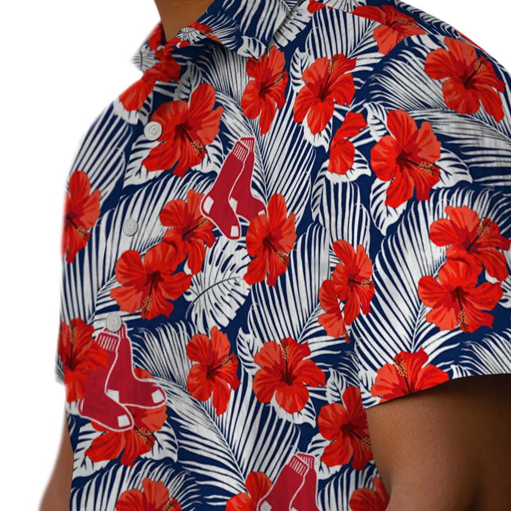 Boston Red Sox Hawaiian Shirt - Hibiscus Fiesta | Moonbestprint