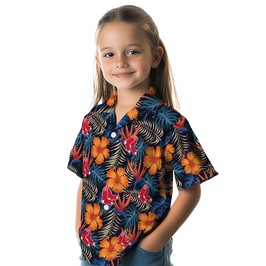 Boston Red Sox Hawaiian Shirt - Hibiscus Foliage | Moonbestprint