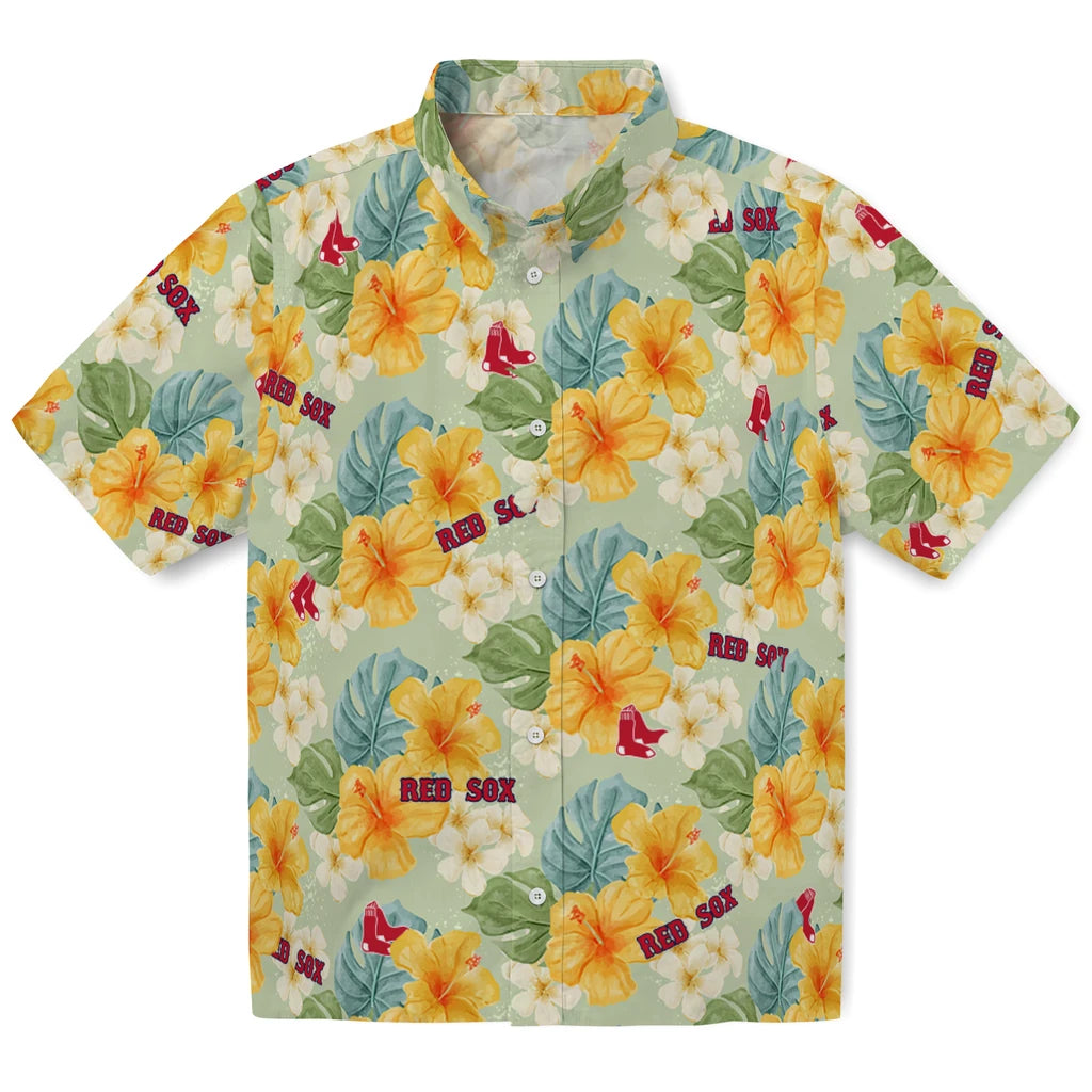 Boston Red Sox Hawaiian Shirt - Hibiscus Mood | Moonbestprint