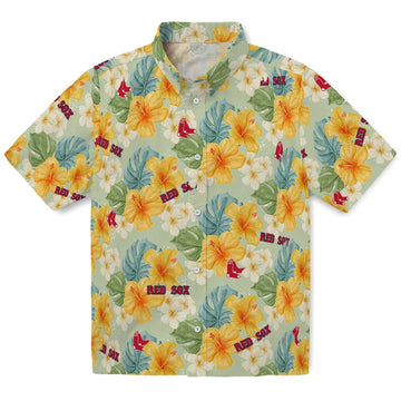 Boston Red Sox Hawaiian Shirt - Hibiscus Mood | Moonbestprint