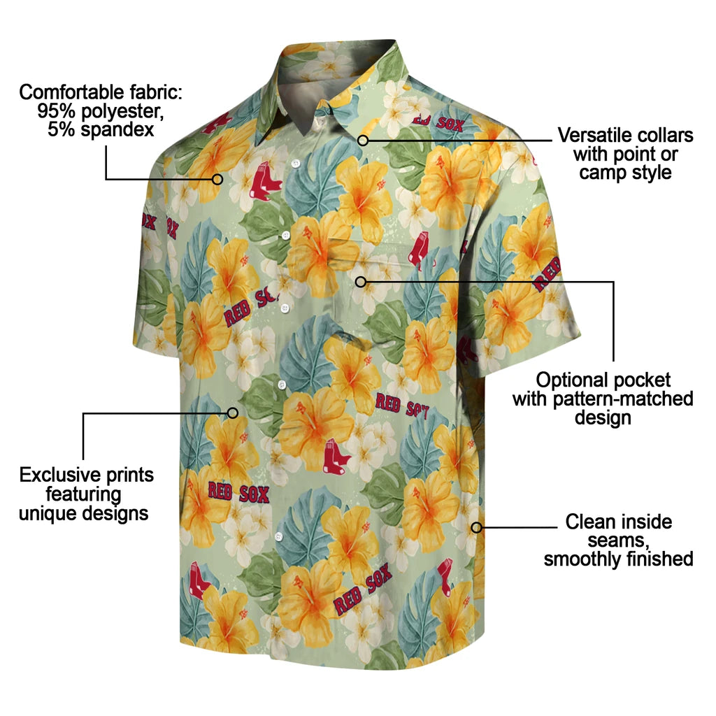 Boston Red Sox Hawaiian Shirt - Hibiscus Mood | Moonbestprint
