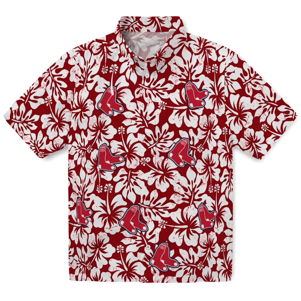 Boston Red Sox Hawaiian Shirt - Hibiscus Motif | Moonbestprint