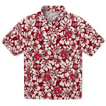 Boston Red Sox Hawaiian Shirt - Hibiscus Motif | Moonbestprint