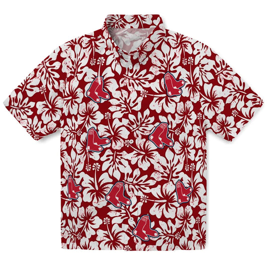 Boston Red Sox Hawaiian Shirt - Hibiscus Motif | Moonbestprint