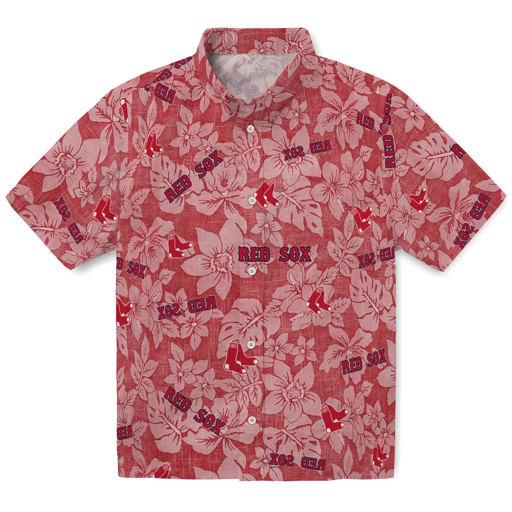 Boston Red Sox Hawaiian Shirt - Hibiscus Oasis | Moonbestprint