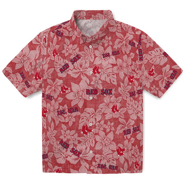 Boston Red Sox Hawaiian Shirt - Hibiscus Oasis | Moonbestprint