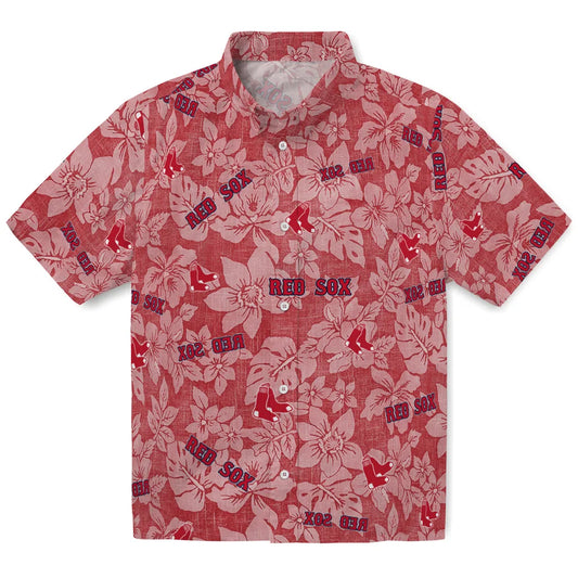 Boston Red Sox Hawaiian Shirt - Hibiscus Oasis | Moonbestprint