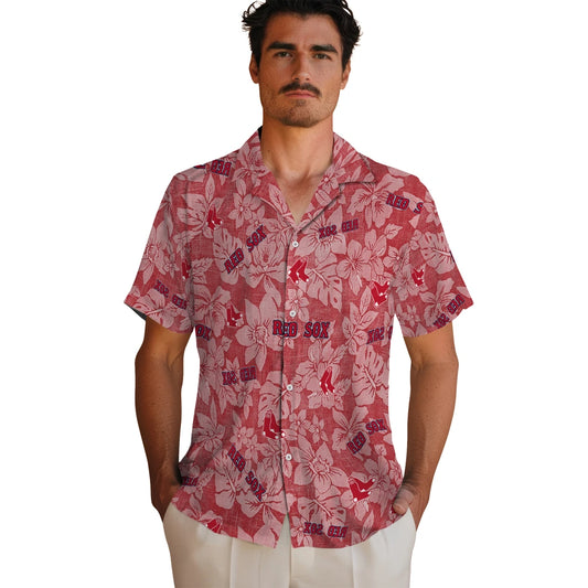 Boston Red Sox Hawaiian Shirt - Hibiscus Oasis | Moonbestprint
