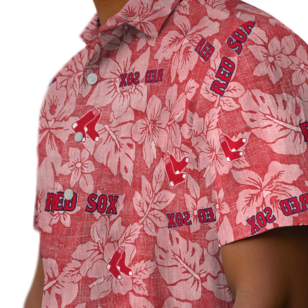 Boston Red Sox Hawaiian Shirt - Hibiscus Oasis | Moonbestprint