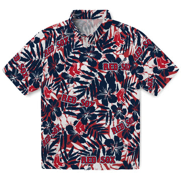 Boston Red Sox Hawaiian Shirt - Hibiscus Overlay | Moonbestprint