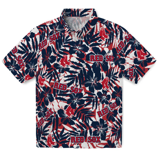 Boston Red Sox Hawaiian Shirt - Hibiscus Overlay | Moonbestprint