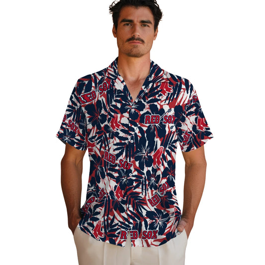 Boston Red Sox Hawaiian Shirt - Hibiscus Overlay | Moonbestprint