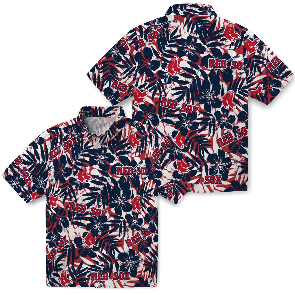 Boston Red Sox Hawaiian Shirt - Hibiscus Overlay | Moonbestprint