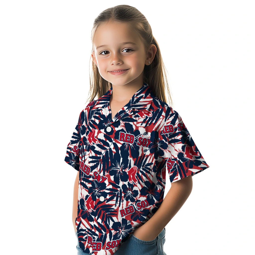 Boston Red Sox Hawaiian Shirt - Hibiscus Overlay | Moonbestprint