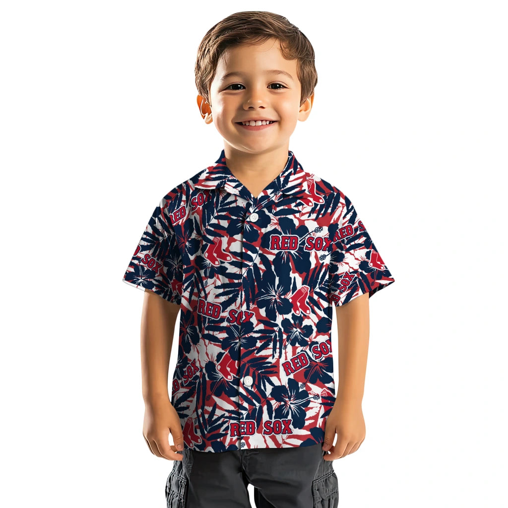 Boston Red Sox Hawaiian Shirt - Hibiscus Overlay | Moonbestprint