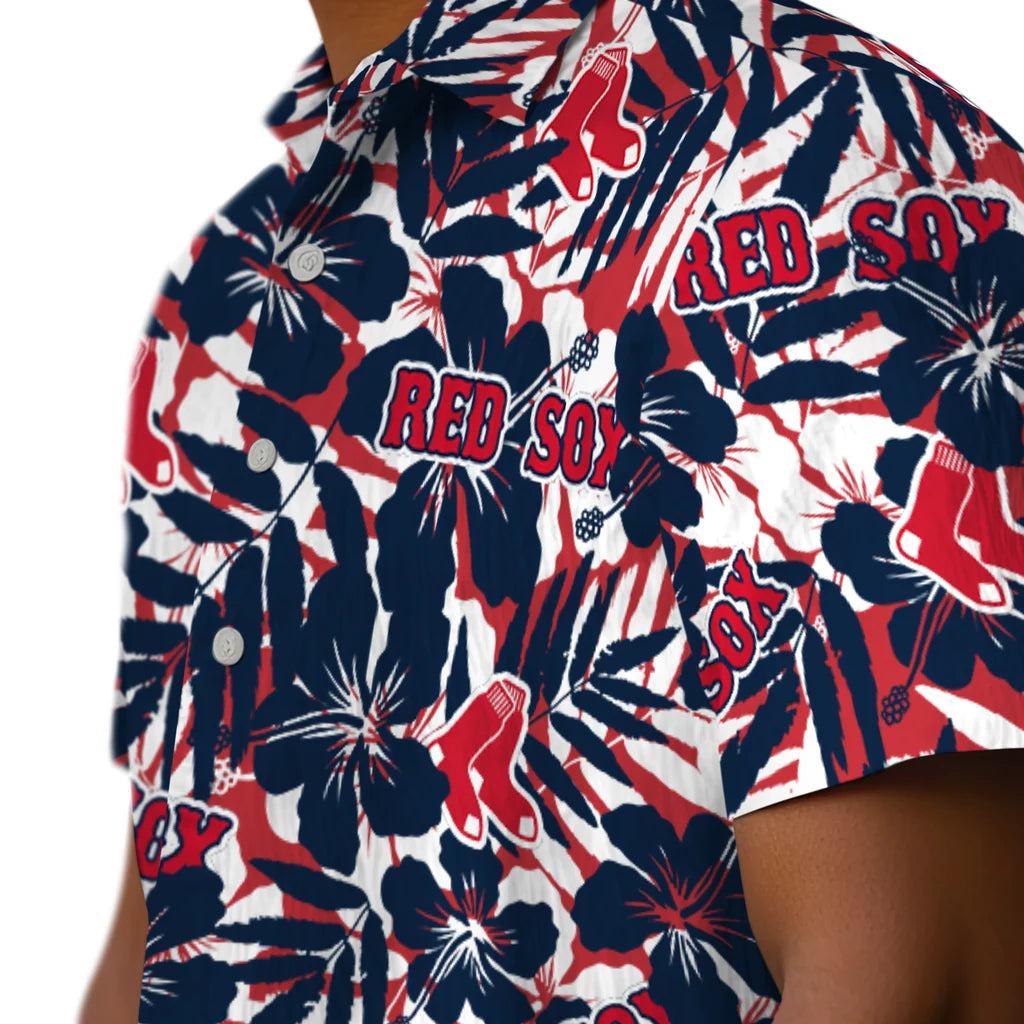 Boston Red Sox Hawaiian Shirt - Hibiscus Overlay | Moonbestprint
