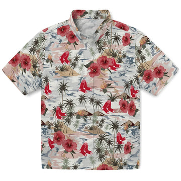 Boston Red Sox Hawaiian Shirt - Hibiscus Seaside | Moonbestprint