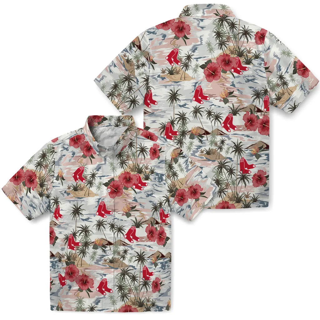 Boston Red Sox Hawaiian Shirt - Hibiscus Seaside | Moonbestprint