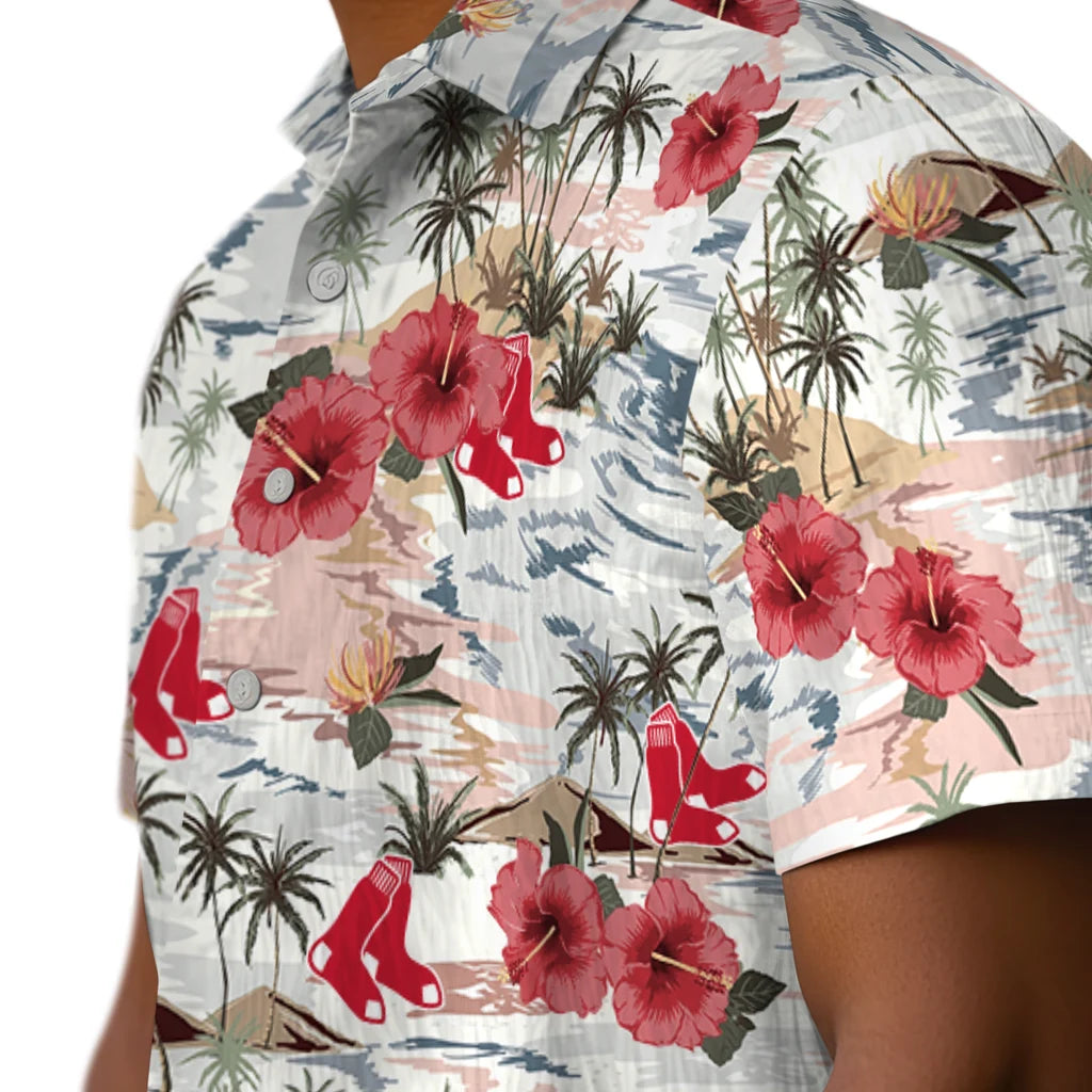 Boston Red Sox Hawaiian Shirt - Hibiscus Seaside | Moonbestprint