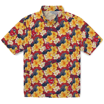 Boston Red Sox Hawaiian Shirt - Hibiscus Tropics | Moonbestprint
