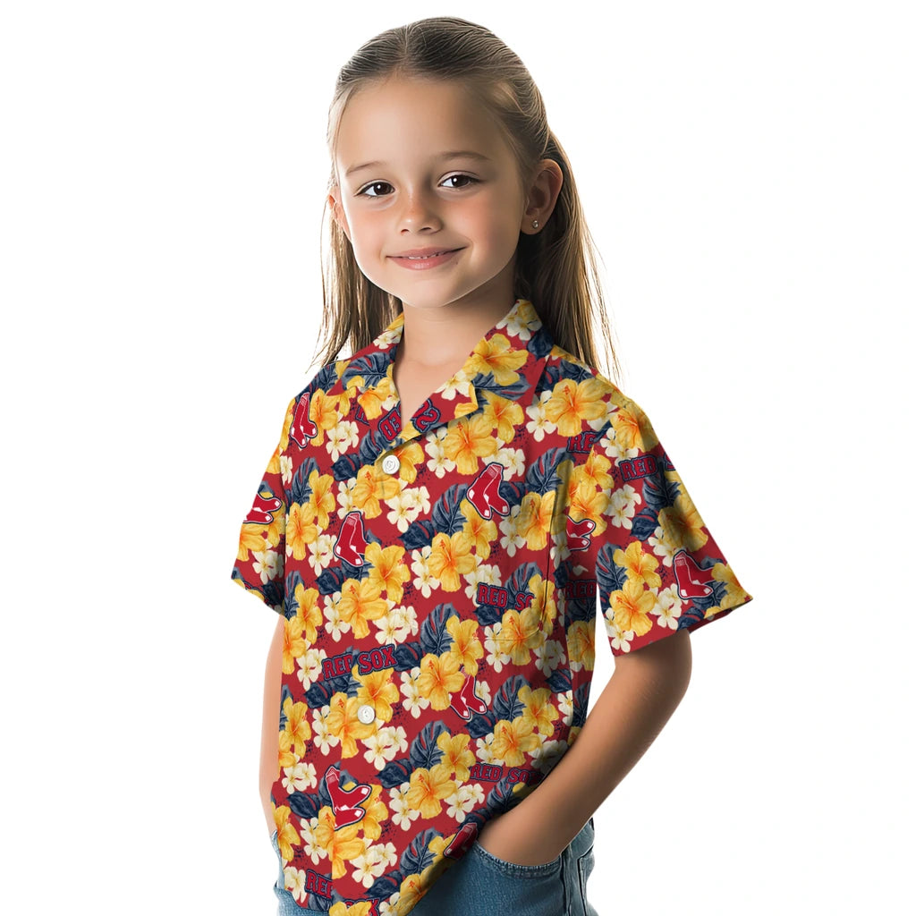 Boston Red Sox Hawaiian Shirt - Hibiscus Tropics | Moonbestprint