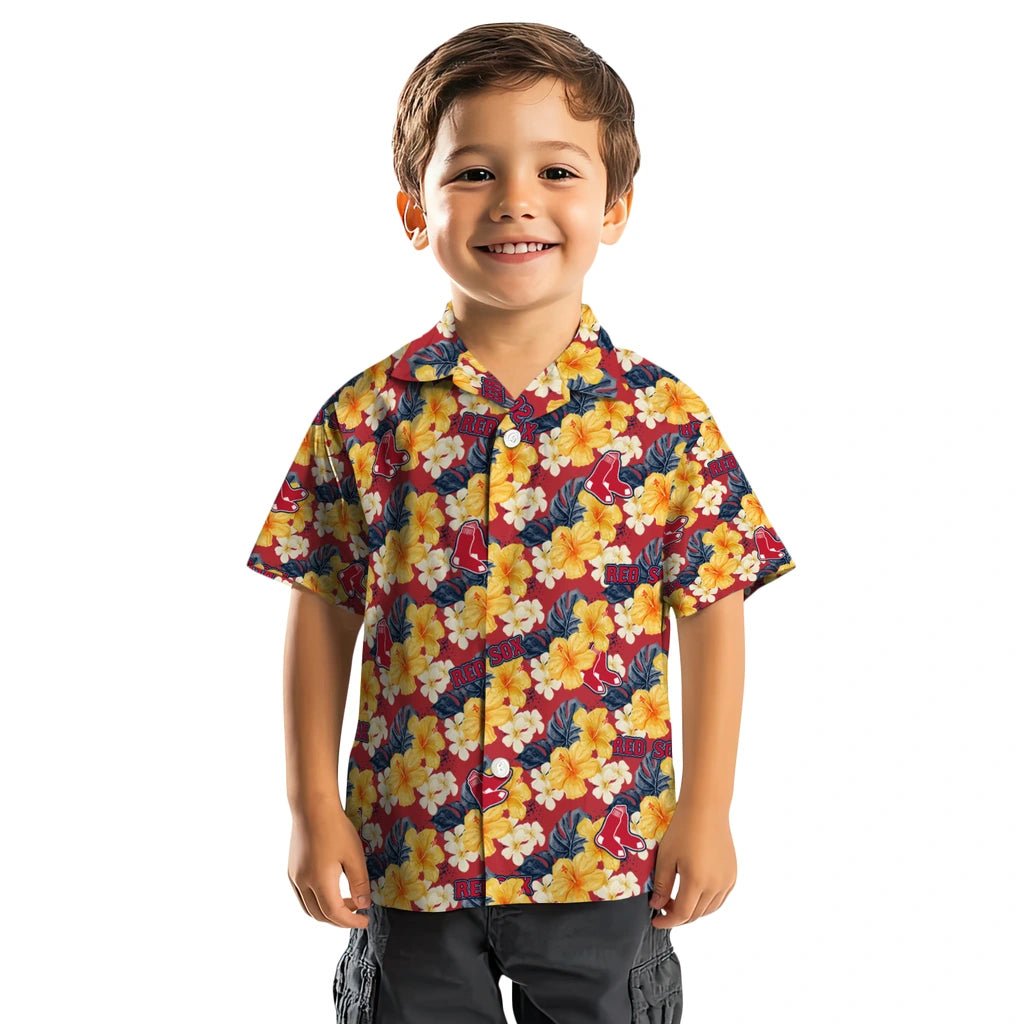 Boston Red Sox Hawaiian Shirt - Hibiscus Tropics | Moonbestprint