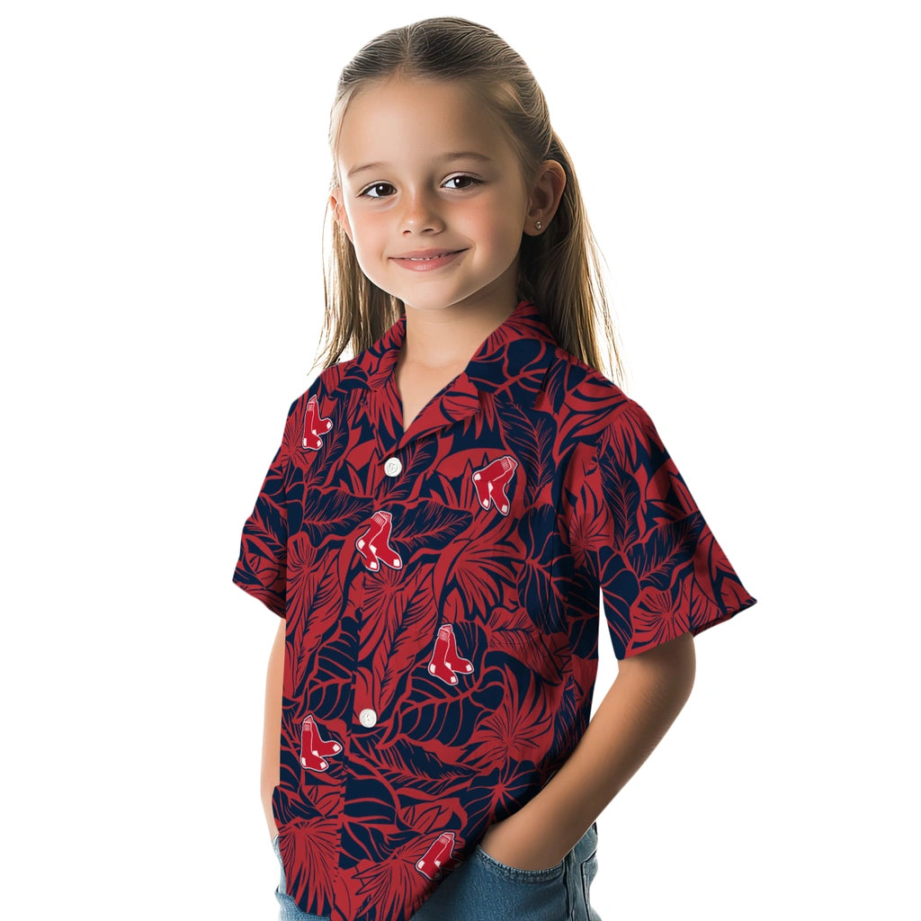 Boston Red Sox Hawaiian Shirt - Monstera Layer | Moonbestprint