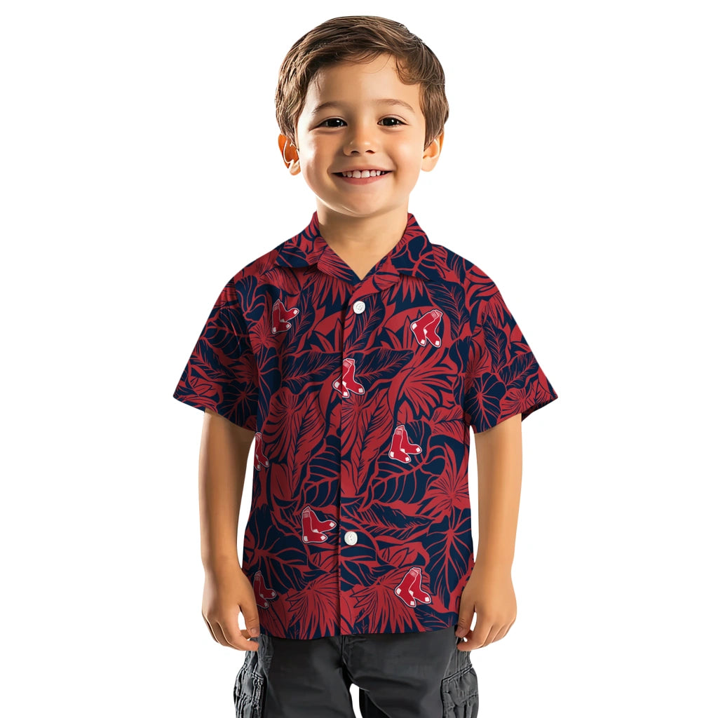 Boston Red Sox Hawaiian Shirt - Monstera Layer | Moonbestprint
