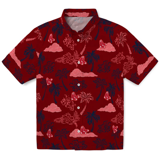 Boston Red Sox Hawaiian Shirt - Palm And Clouds | Moonbestprint