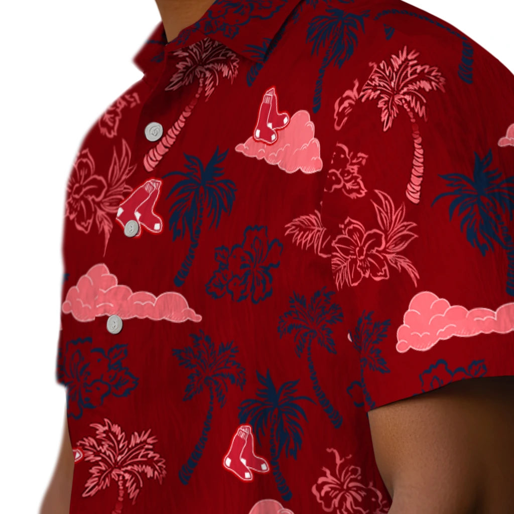 Boston Red Sox Hawaiian Shirt - Palm And Clouds | Moonbestprint