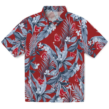 Boston Red Sox Hawaiian Shirt - Palm Leaves | Moonbestprint