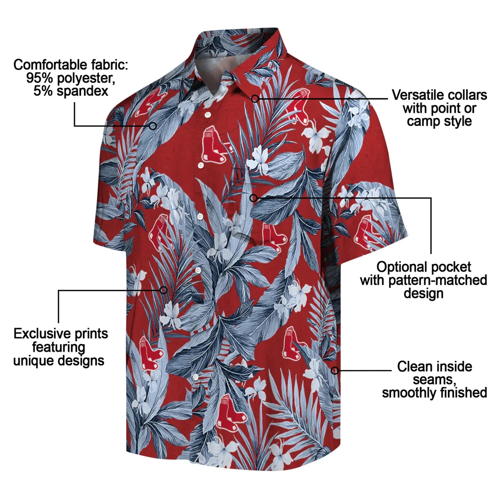 Boston Red Sox Hawaiian Shirt - Palm Leaves | Moonbestprint