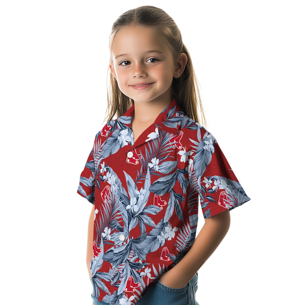 Boston Red Sox Hawaiian Shirt - Palm Leaves | Moonbestprint