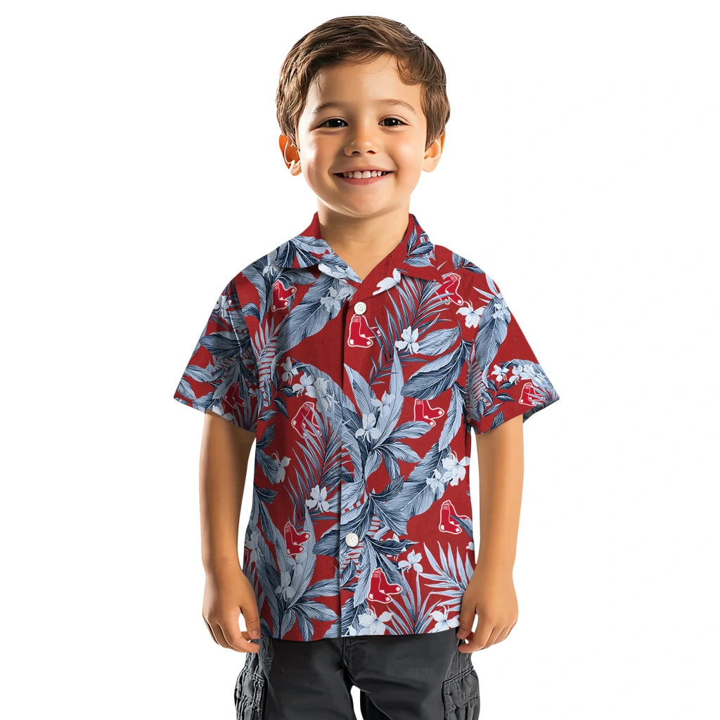 Boston Red Sox Hawaiian Shirt - Palm Leaves | Moonbestprint