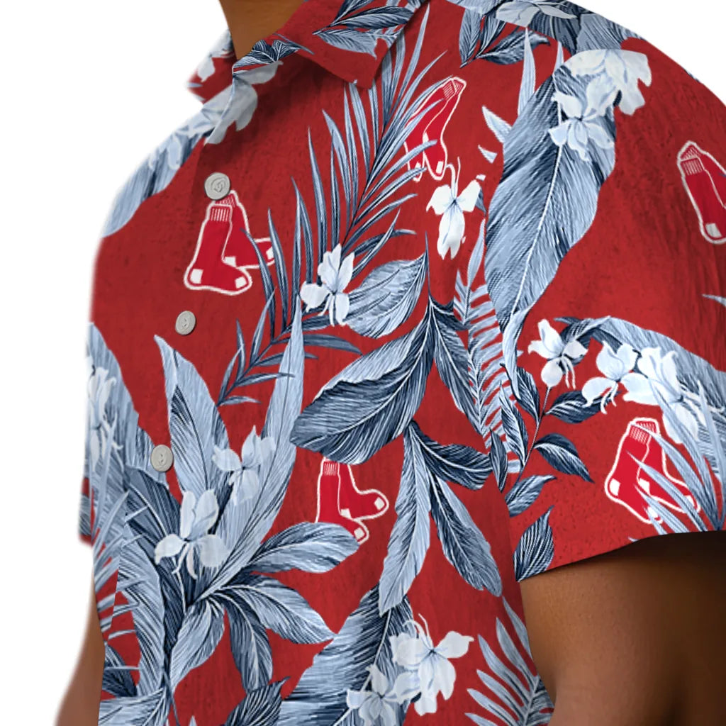Boston Red Sox Hawaiian Shirt - Palm Leaves | Moonbestprint
