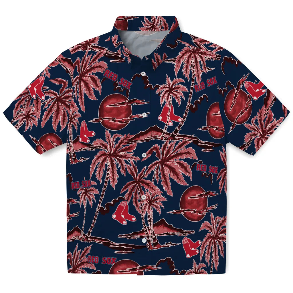 Boston Red Sox Hawaiian Shirt - Palm Sunset | Moonbestprint